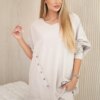 Włoski Oversize cotton set sweatshirt + pants beige