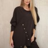 Włoski Oversize cotton set sweatshirt + pants brown