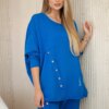 Włoski Oversize cotton set sweatshirt + pants cornflower blue