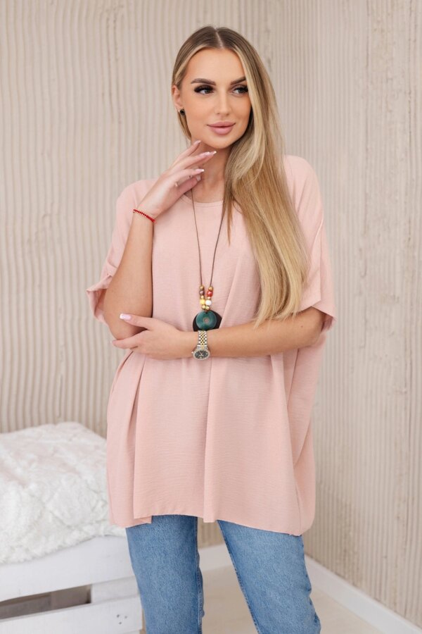 Włoski Oversized blouse with pendant dark mint