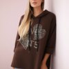 Włoski Oversized viscose sweatshirt Love brown