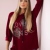 Włoski Oversized viscose sweatshirt Love burgundy