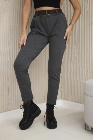 Włoski Punto Milano Winter trousers with belt graphite