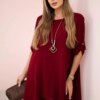 Włoski Set of blouse + pants with pendant burgundy