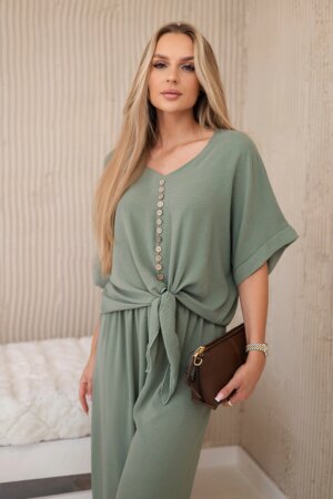 Włoski Set of blouses with pants light khaki