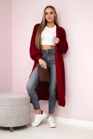 Włoski Sweater long cardigan burgundy
