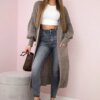 Włoski Sweater long cardigan fango