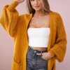 Włoski Sweater long cardigan mustard