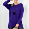 Włoski Sweater with necklace dark purple
