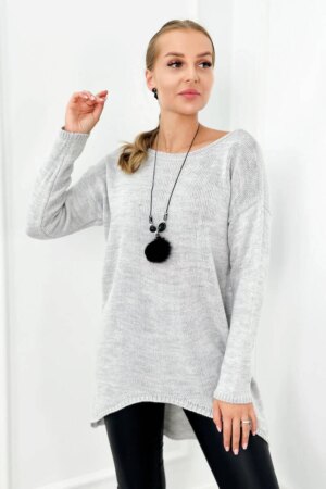 Włoski Sweater with necklace grey