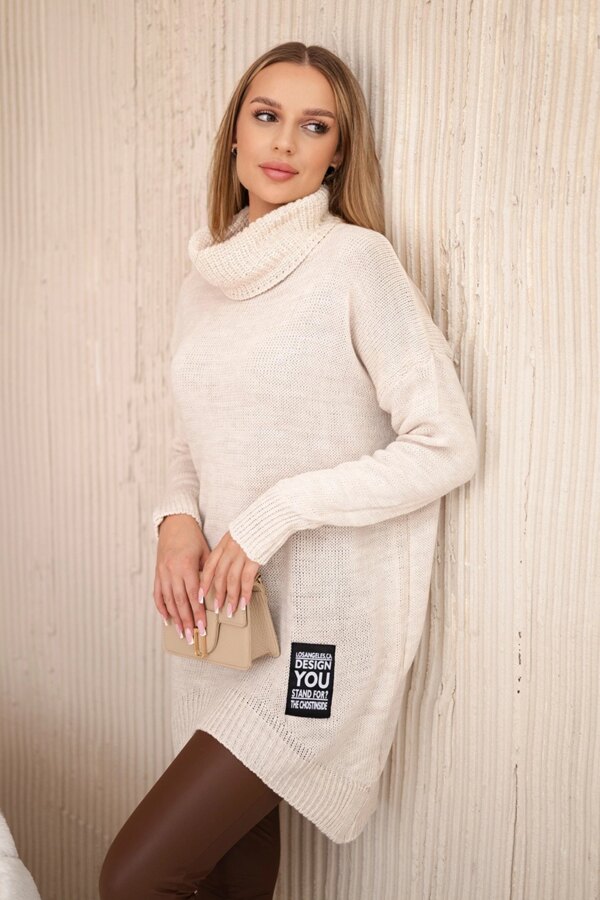 Włoski Turtleneck sweater beige