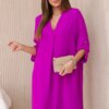 Włoski V-neck dress violet