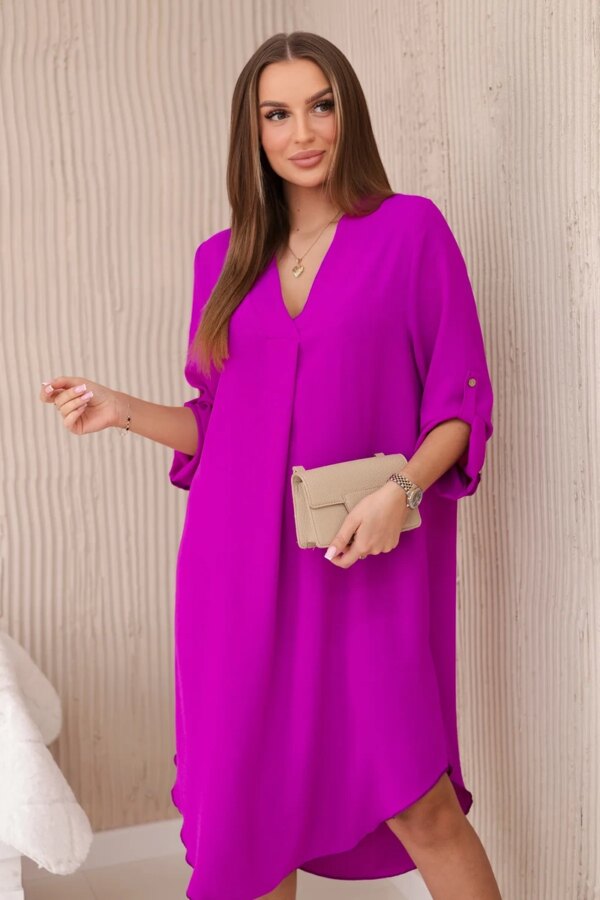 Włoski V-neck dress violet
