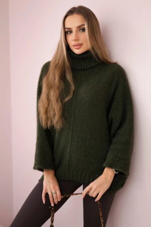 Włoski V-neck sweater ginger Ingwer khaki
