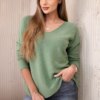Włoski V-neck sweater khaki