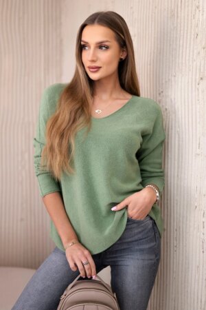 Włoski V-neck sweater khaki