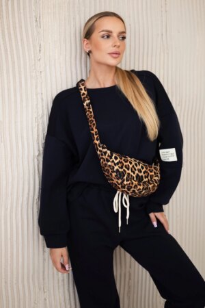Włoski Viscose set sweatshirt + pants navy blue