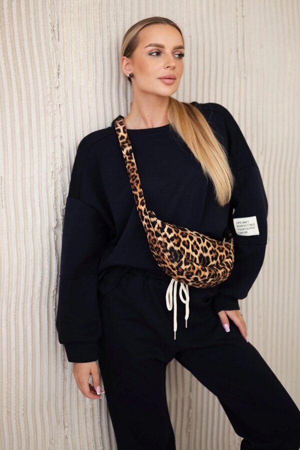 Włoski Viscose set sweatshirt + pants navy blue