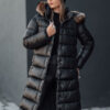 Women's winter quilted jacket with hood CROMBILA black Dstreet