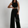 Women's 2-piece set with wide trousers and blouse FASARDI - black