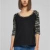 Women's 3/4 Contrast Raglan T-Shirt Black/Dark Camo