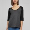 Women's 3/4 Contrast Raglan T-Shirt Coal/Black