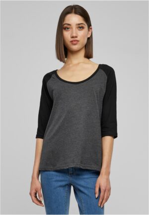 Women's 3/4 Contrast Raglan T-Shirt Coal/Black Women's 3/4 Contrast Raglan T-Shirt Coal/Black