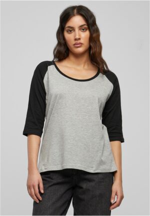 Women's 3/4 contrast raglan T-shirt grey/bl Women's 3/4 contrast raglan T-shirt grey/bl