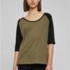 Women's 3/4 contrast raglan T-shirt olive/black