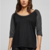 Women's 3/4 contrast raglan t-shirt black/charcoal
