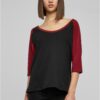 Women's 3/4 contrast raglan t-shirt blk/burgundy