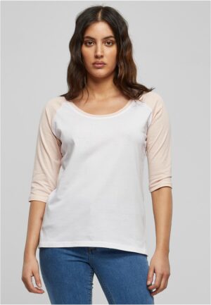 Women's 3/4 contrast raglan t-shirt wht/pink Women's 3/4 contrast raglan t-shirt wht/pink