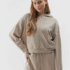 Women's 4F Hooded Sweatshirt with Zipper - Brown