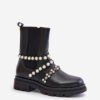 Women's Ankle Boots with Decorative Straps - Black Sintitia
