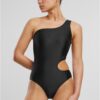Women's Asymmetrical Cut Out Swimsuit - Black