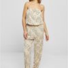 Women's Bandeau viscose jumpsuit with seagrass flower