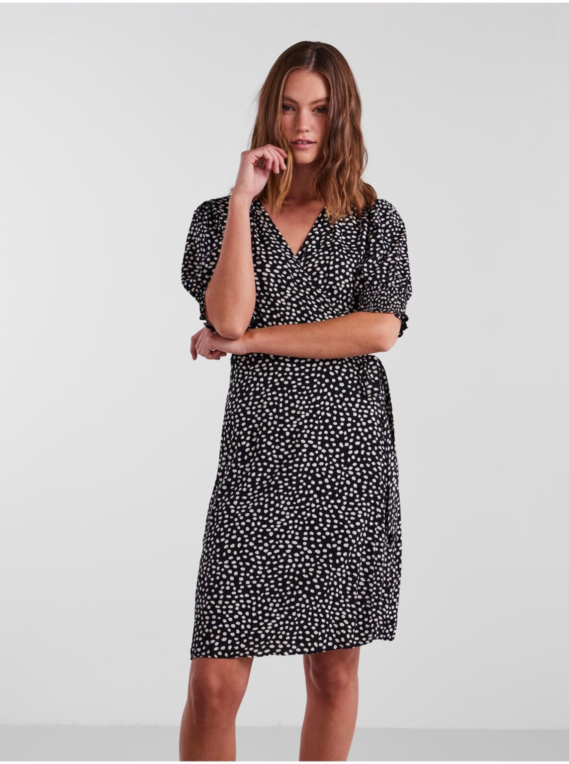 Women's Black Polka Dot Wrap Dress Pieces Tala - Women's