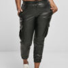 Women's Cargo Pants Made of Faux Leather Black