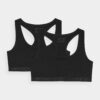 Women's Cotton Bra for Everyday Wear 4F (2 Pack) - Black