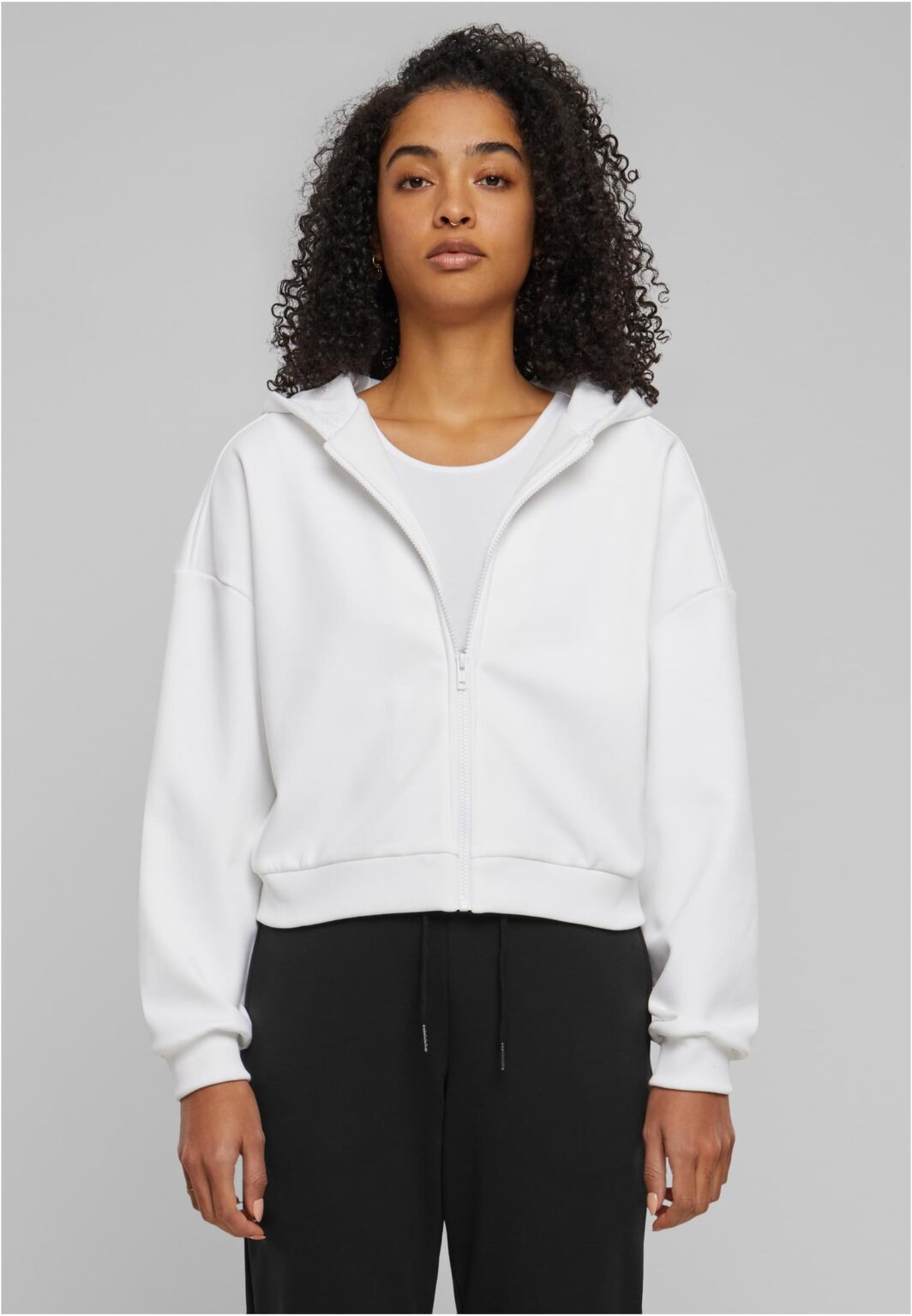Women's Cozy Short Zip Sweatshirt White