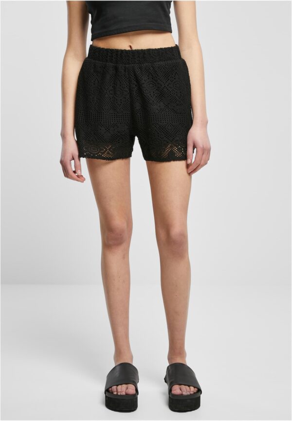 Women's Crochet Lace Resort Shorts in Black