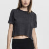Women's Cropped Burnout Short Sleeve Crew Dark Grey