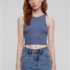 Women's Cropped Rib Top - Blue