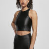 Women's Cropped Shiny Top Black