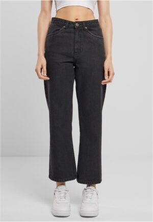 Women's Cropped Straight Leg Jeans - Black