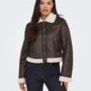 Women's Dark Brown Faux Leather Jacket ONLY Betty - Women