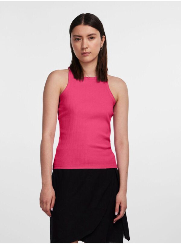 Women's Deep Pink Ribbed Basic Tank Top Pieces Hand - Women's