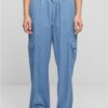Women's Denim Cargo Pants - Blue