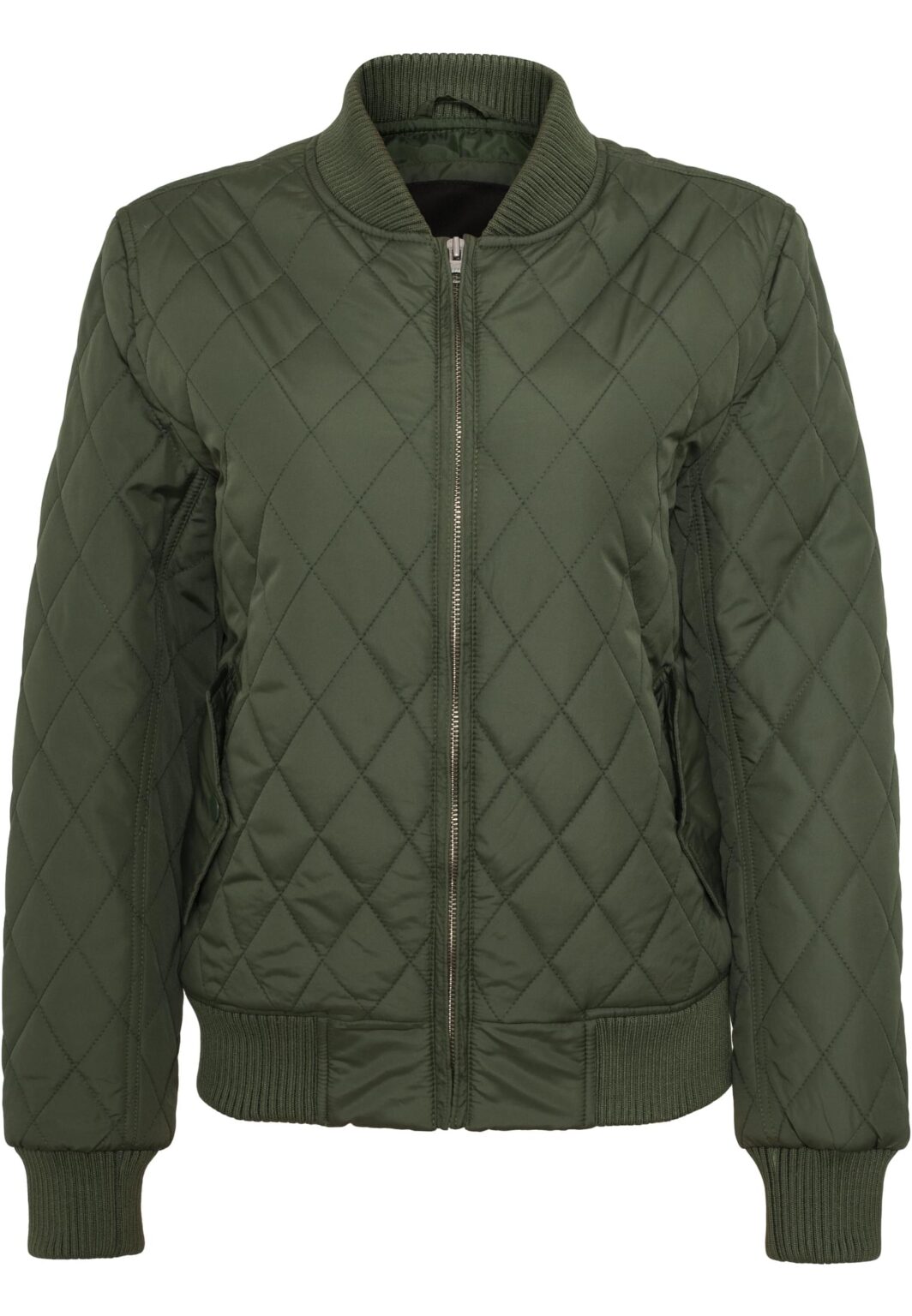 Women's Diamond Quilt Nylon Jacket Olive