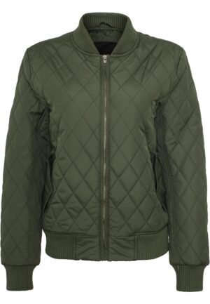 Women's Diamond Quilt Nylon Jacket Olive